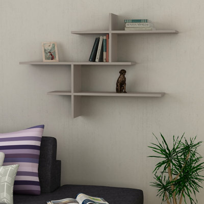 Decortie Leo Modern Floating Shelf Mocha Grey 80.5cm Tall