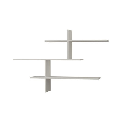 Decortie Leo Wall-Mounted 3-Tier Floating Shelf Bookcase Compact Modern Display Unit White 123x22x81cm