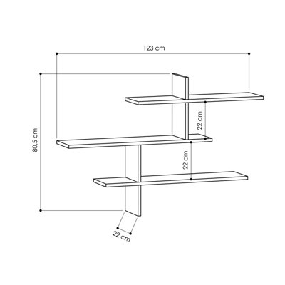 Decortie Leo Wall-Mounted 3-Tier Floating Shelf Bookcase Compact Modern Display Unit White 123x22x81cm