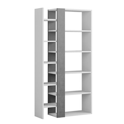 Decortie Lift Modern Bookcase Display Unit White Retro Grey Tall 150.5cm