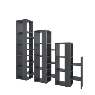 Decortie Lift Separator Modern Bookcase Display Unit Room Separator Anthracite Grey Tall 151cm