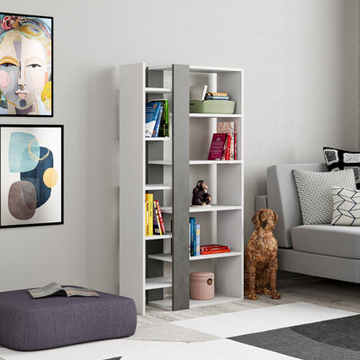 Decortie Lift Tall Modern Bookcase Display Unit 5 Tiers Freestanding ...