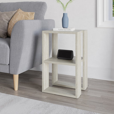 Decortie Lonie Modern Bedside Table Travertine 34cm Width Bedroom Furniture