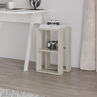 Decortie Lonie Modern Bedside Table Travertine 34cm Width Bedroom Furniture