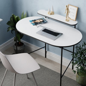 Decortie Loub Modern Desk White With Monitor Stand  Width 100cm