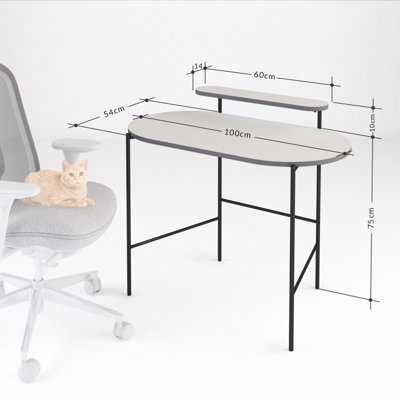 Decortie Loub Modern Desk White With Monitor Stand  Width 100cm