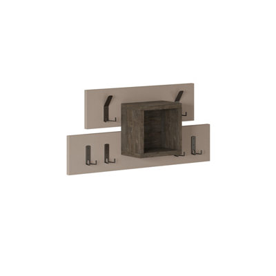 Decortie Lumina Modern Wall-Mounted Coat Rack, Wall Hanger with 6 Metal Hooks, Shelf Storage, 68x14.80cm, Mocha Grey, Dark Coffee