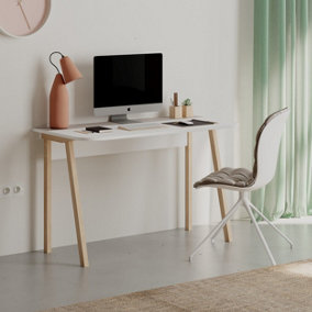 Decortie Luton Modern Desk White Mocha Grey Minimal And Contemporary Width 120cm