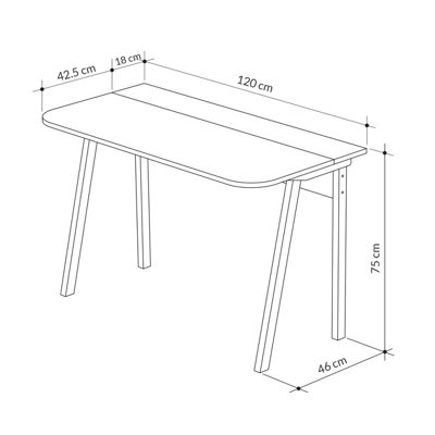 Decortie Luton Working Table, Study Desk, Computer & Laptop, PC Desk, Home Office White - White