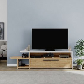 Decortie Lyra Modern TV Stand Multimedia Centre TV Unit Oak White With Storage Cabinet 167cm
