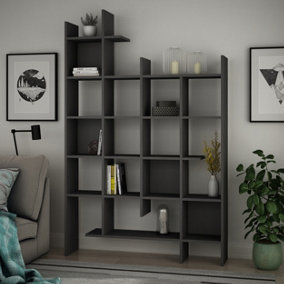 Decortie Manco Modern Bookcase Display Unit Room Separator Anthracite Grey Tall 188cm