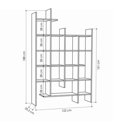 Decortie Manco Modern Bookcase Display Unit Room Separator Anthracite Grey Tall 188cm
