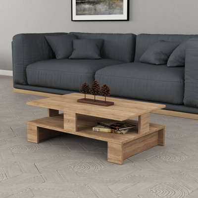 Decortie Mansu Modern Coffee Table Oak Multipurpose  H 27.5cm