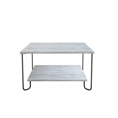 Decortie Marbo Coffee Table with Open Shelf Modern Multipurpose Design Ancient White H 45cm