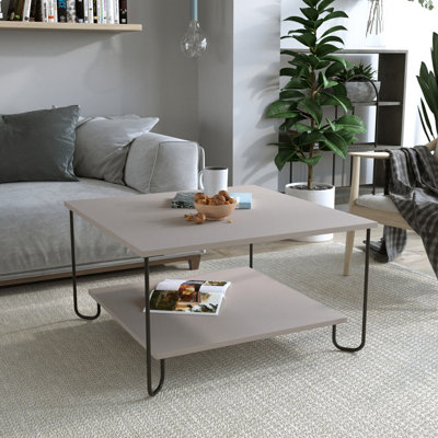 Decortie Marbo Coffee Table with Open Shelf Modern Multipurpose Design Mocha Grey H 45cm