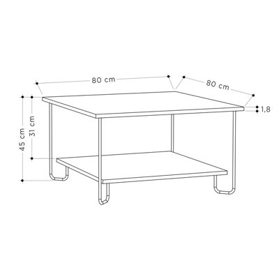 Decortie Marbo Coffee Table with Open Shelf Modern Multipurpose Design Mocha Grey H 45cm
