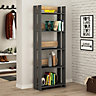 Decortie Massimo Modern Bookcase Display Unit Anthracite Grey Natural Oak Effect Tall 155cm