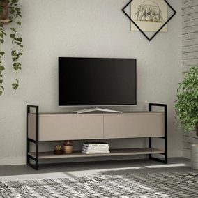 Decortie Metola Modern TV Stand Multimedia Centre TV Unit Mocha Grey With Storage Cabinet 130cm