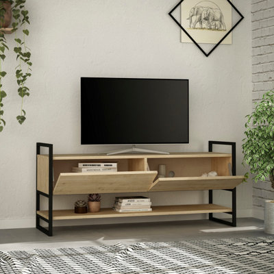 Decortie Metola Modern TV Stand Multimedia Centre TV Unit Oak With Storage Cabinet 130cm