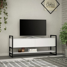 Decortie Metola Modern TV Stand Multimedia Centre TV Unit White With Storage Cabinet 130cm