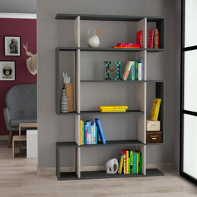 Decortie Mito Modern Bookcase Display Unit Anthracite Grey Mocha Grey Tall 161cm