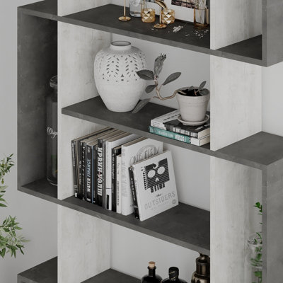 Decortie Mito Modern Bookcase Display Unit Retro Grey Ancient White Tall 161cm