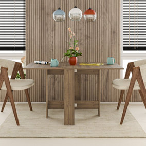 Decortie Modern Artemio Foldable Table Dark Oak Effect Rectangular Engineered Wood Folding Table 130(W)x76(D)x73.4(H)cm Kitchen