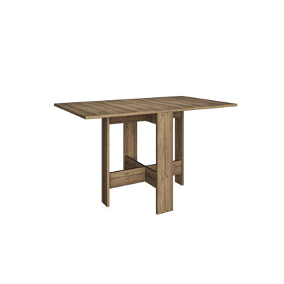 Decortie Modern Artemio Foldable Table Dark Oak Effect Rectangular Engineered Wood Folding Table 130(W)x76(D)x73.4(H)cm Kitchen