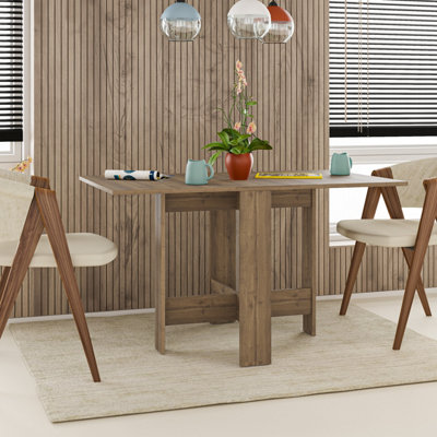 Decortie Modern Artemio Foldable Table Dark Oak Effect Rectangular Engineered Wood Folding Table 130(W)x76(D)x73.4(H)cm Kitchen