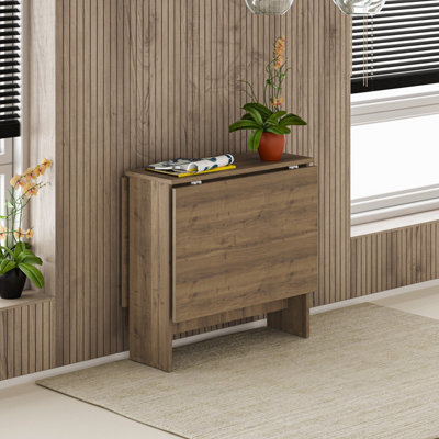 Decortie Modern Artemio Foldable Table Dark Oak Effect Rectangular Engineered Wood Folding Table 130(W)x76(D)x73.4(H)cm Kitchen