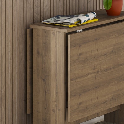 Decortie Modern Artemio Foldable Table Dark Oak Effect Rectangular Engineered Wood Folding Table 130(W)x76(D)x73.4(H)cm Kitchen