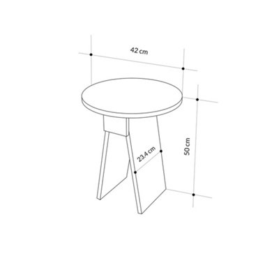 Decortie Modern Chen Side Table Gold Marble Effect Round Shape Particle Board 2 Legs Coffee Table 42(W)x42(D)x50(H) cm