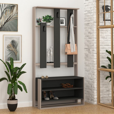 Decortie Modern Chester Wall-Mounted Hall Tree Coat Rack Coat Stand 180 ...
