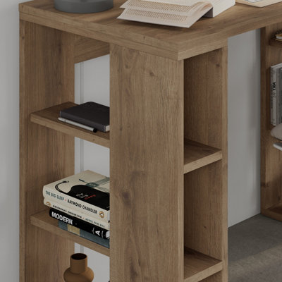 Decortie Modern Colmar 106cm Working Desk Particleboard 3 Open Shelves ...