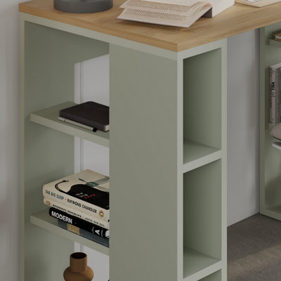 Decortie Modern Colmar 106cm Working Desk Particleboard 3 Open Shelves ...
