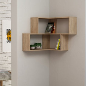 Decortie Modern Corner Shelf Oak 61.5cm Narrow