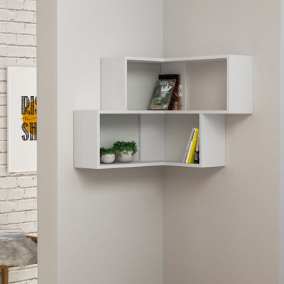 Decortie Modern Corner Shelf White 61.5cm Narrow DIY at B&Q