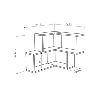 Decortie Modern Corner Shelf White 61.5cm Narrow
