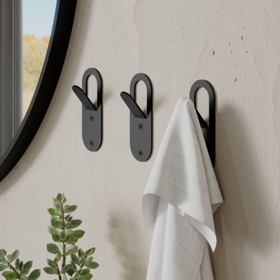 Decortie Modern Elix Unique Metal Matte Black Triple Hooks for Hanging, Set of 3 Hooks Kitchen, Waterproof, Stainless Steel Hooks