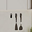 Decortie Modern Elix Unique Metal Matte Black Triple Hooks for Hanging, Set of 3 Hooks Kitchen, Waterproof, Stainless Steel Hooks