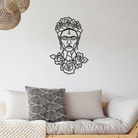 Decortie Modern Frida Metal Art Wall Home Decorative Ornament, Black