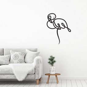 Decortie Modern Metal Wall Art Flamingo Theme Home Ornament Decorative Minimalist Design Hanging Wall Sculpture, Black