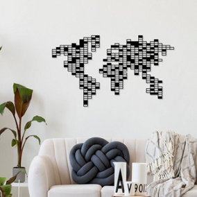 Decortie Modern Metal Wall Art Pixel Home Ornament Decorative Minimalist Design Hanging Wall Sculpture, Black
