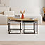 Decortie Modern Nesty Coffee Table Nest of 3 Tables Oak, Retro Grey, White Marble Effect Nested Table Engineered Wood w/Metal Legs