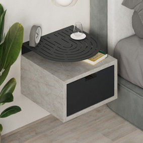 Decortie Modern Oslo Gold Marble Effect Nightstand with Drawer Engineered Wood with Metal Shelf Bedside Table