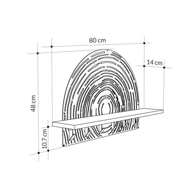 Decortie Modern Pine Wall-Mount Coat Hanger Dark Oak Effect 6 Hooks Metal Laser-cut Design Engineered Wood Shelf Storage Hallway
