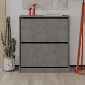 Decortie Modern Shoe Cabinet with 2 Storage Cupboard Retro Grey 73(W) Narrow 2 Tier Drawer for Shoes Hallway Living Room Furniture