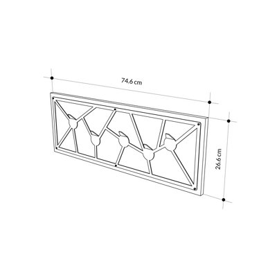 Decortie Modern Trace Wall-Mounted White Hanger with 5 Metal Hooks Entryway, Hallway Bedroom Coat Rack 74.6(W)x1.80(D)x26.6(H)cm