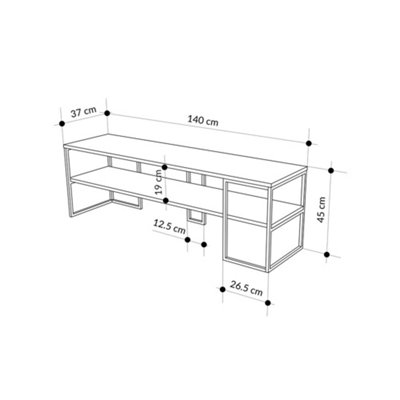 Decortie Modern TV Unit 140cm Open Shelf Design w/Plywood Edge, Black ...