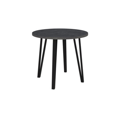 Decortie Modern Xana Round Dining Table up to 4 Seater Black Metal 4 Legs Kitchen Table of 90x77.5cm Retro Grey